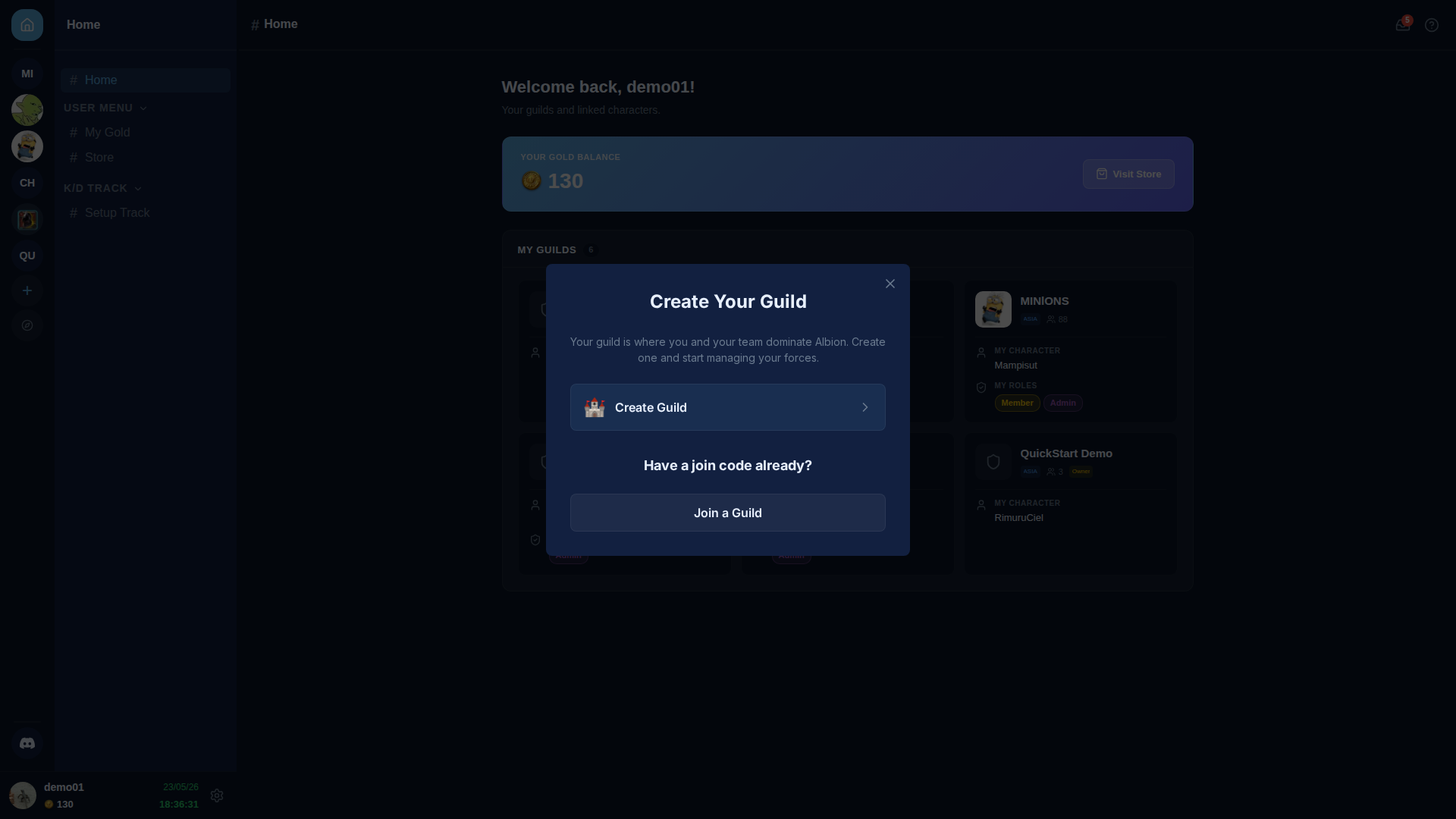 Create or join modal